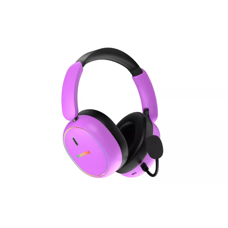 HATOR Phoenix 2 belaidžio laisvų rankų įranga laidinė ir belaidė juostinė žaidimų USB Type-C / USB Type-A Bluetooth violetinė
