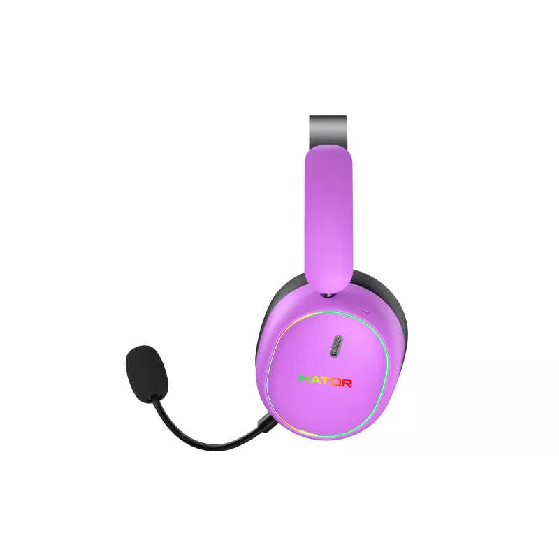 HATOR Phoenix 2 belaidžio laisvų rankų įranga laidinė ir belaidė juostinė žaidimų USB Type-C / USB Type-A Bluetooth violetinė