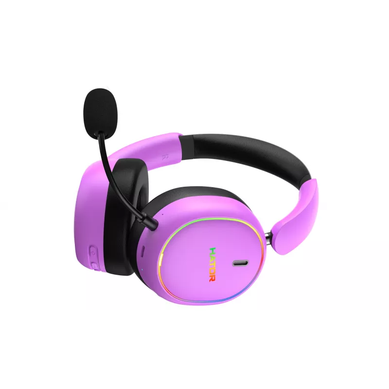 HATOR Phoenix 2 belaidžio laisvų rankų įranga laidinė ir belaidė juostinė žaidimų USB Type-C / USB Type-A Bluetooth violetinė