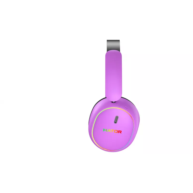 HATOR Phoenix 2 belaidžio laisvų rankų įranga laidinė ir belaidė juostinė žaidimų USB Type-C / USB Type-A Bluetooth violetinė