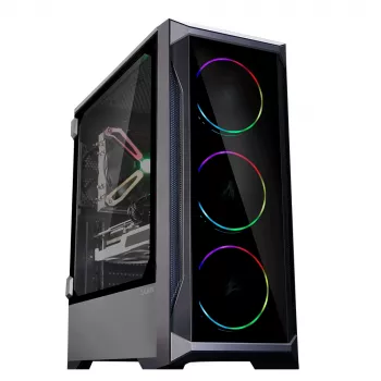 Zalman Z8 TG ATX Mid Tower PC korpusas, ARGB ventiliatorius x3, T/G Midi Tower Juoda