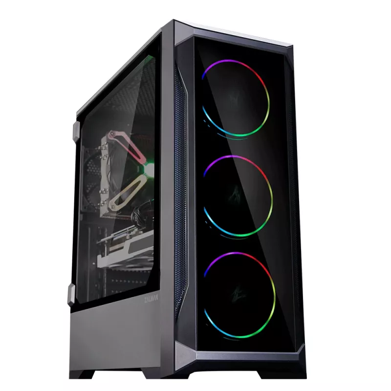 Zalman Z8 TG ATX Mid Tower PC korpusas, ARGB ventiliatorius x3, T/G Midi Tower Juoda
