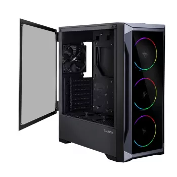 Zalman Z8 TG ATX Mid Tower PC korpusas, ARGB ventiliatorius x3, T/G Midi Tower Juoda