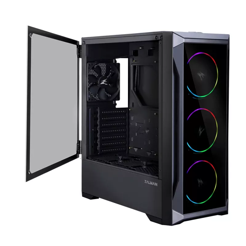 Zalman Z8 TG ATX Mid Tower PC korpusas, ARGB ventiliatorius x3, T/G Midi Tower Juoda