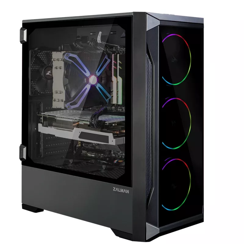 Zalman Z8 TG ATX Mid Tower PC korpusas, ARGB ventiliatorius x3, T/G Midi Tower Juoda