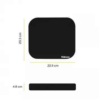 Fellowes Premium pelės kilimėlis - Juodas, Juoda, Vienspalvis, Poliesteris, Guma