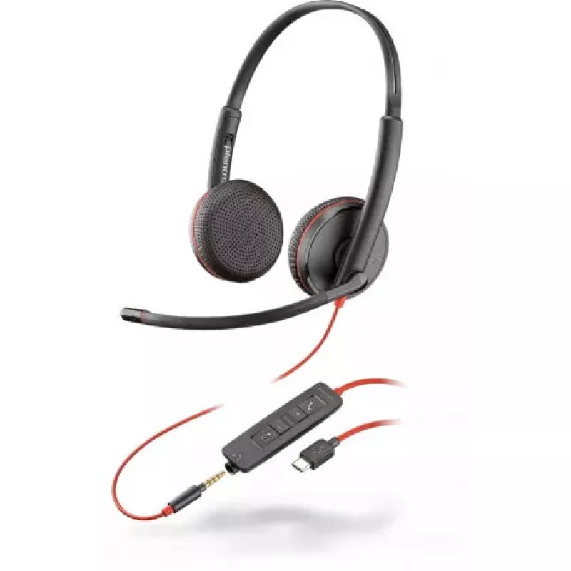 HP POLY Juodawire 3225 ausinės — laidinės, USB Type-C, ant galvos, 20–20000 Hz, 121 g, juodos