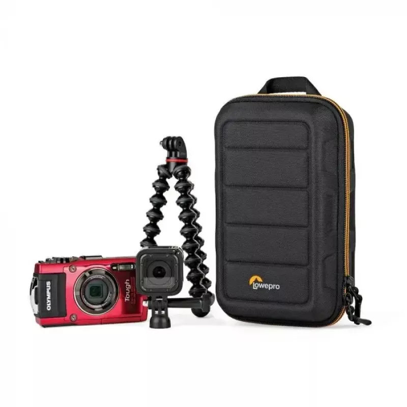 Fotoaparato dėklas Lowepro HARDSIDE CS 60 — kieto korpuso kompaktiškas dėklas, 140×85×227 mm, juoda/oranžinė