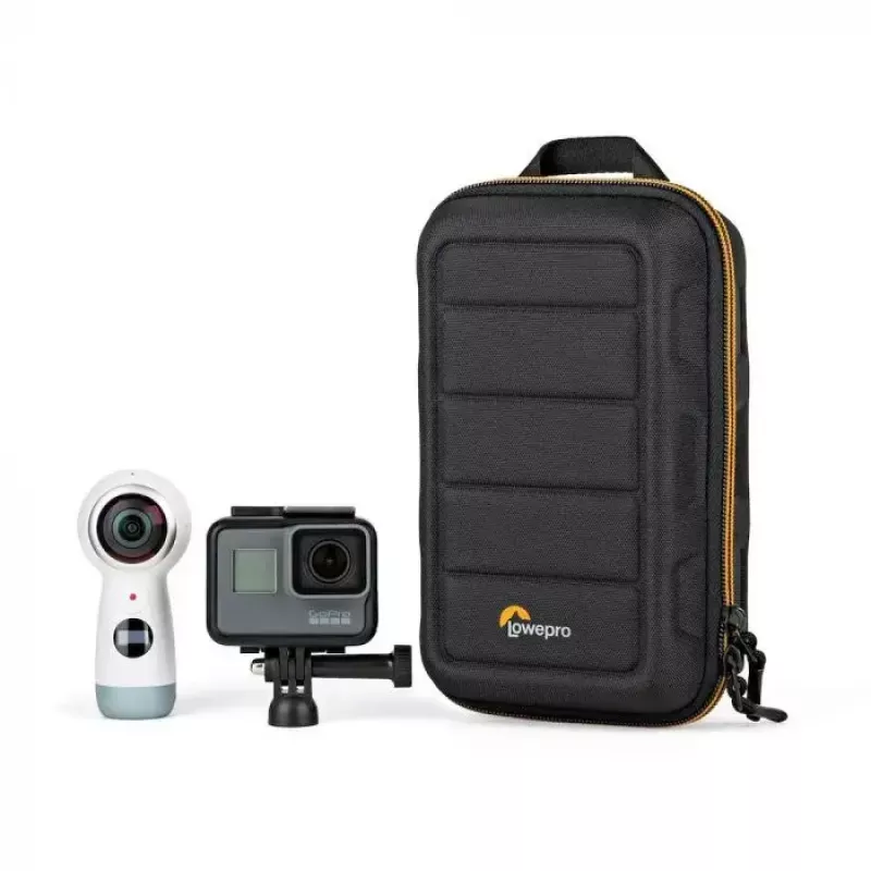 Fotoaparato dėklas Lowepro HARDSIDE CS 60 — kieto korpuso kompaktiškas dėklas, 140×85×227 mm, juoda/oranžinė