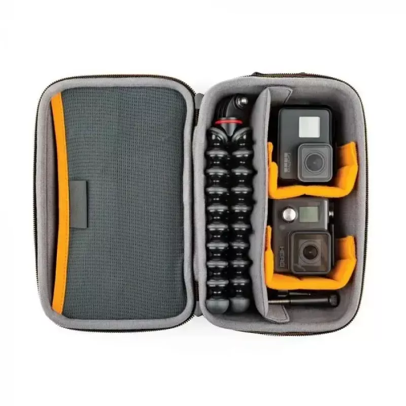 Fotoaparato dėklas Lowepro HARDSIDE CS 60 — kieto korpuso kompaktiškas dėklas, 140×85×227 mm, juoda/oranžinė