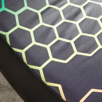 Console gaming chair x rocker Neo Hex Edition — apmušta paminkštinta sėdynė ir atlošas, plotis 410 mm, gylis 855 mm, aukštis 650 mm
