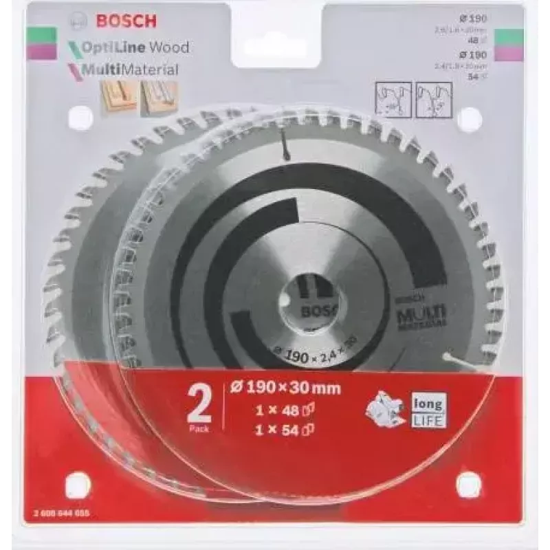 Pjūklo diskų rinkinys Bosch Optiline Wood Multi Material, modelis 2608644655