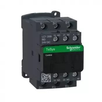 Kontaktorius Schneider Electric LC1D09BD — kintamosios srovės maitinimas, IP20, 3 polių, 9A, žalias/pilkas
