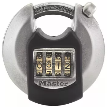 Kombinacinė spyna MASTER LOCK 70 mm Excell cinko disko formos pakabinama spyna