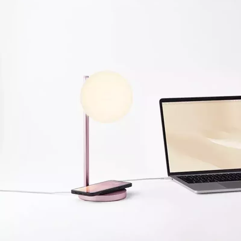 Stalinė LED lempa Lexon Bubble Lamp LH70LP šviesiai rožinė 15W su belaidžiu įkrovikliu
