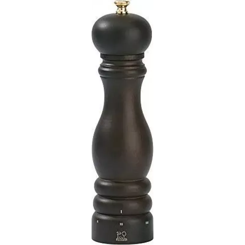 Pipirų malūnėlis PEUGEOT PARIS, buko mediena, šokolado apdaila, 18 cm