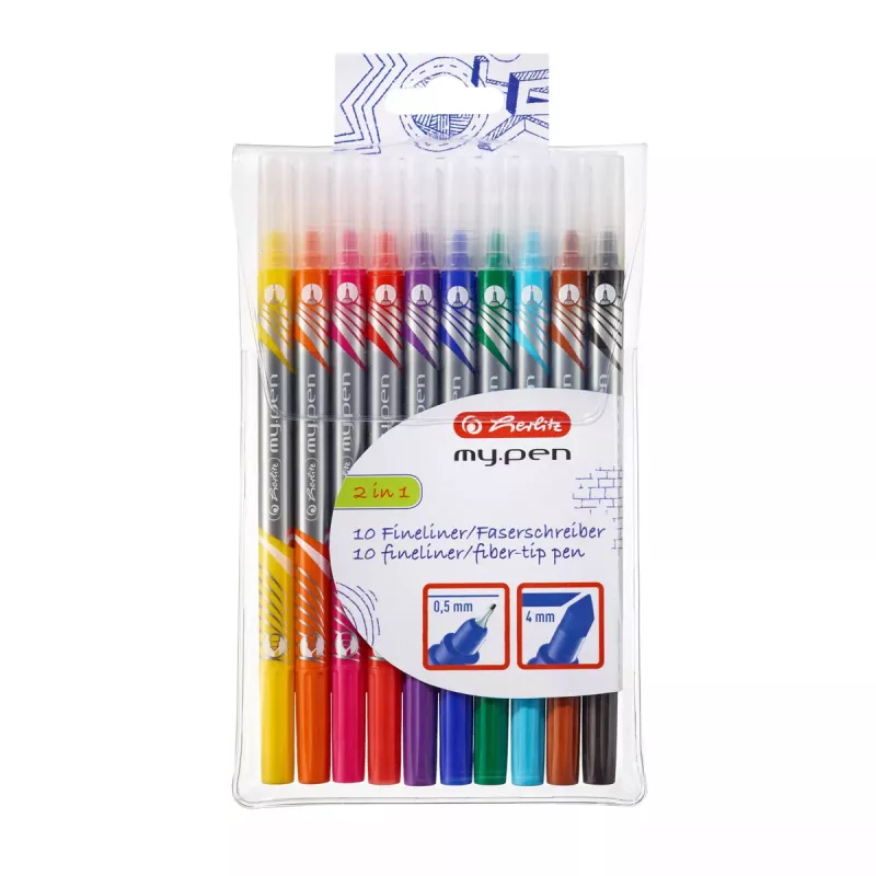 Marker Herlitz 11367232 Smulkus antgalis 10 vnt. Juoda Mėlyna Ruda Žalia Oranžinė Rožinė Violetinė Raudona Geltona