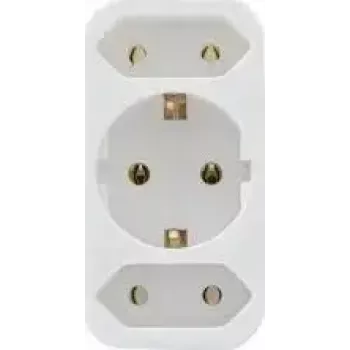 Elektrinis pereinamasis adapteris REV 2 lizdų su apsauginiu kontaktu, baltas, modelis 0512735777 WS