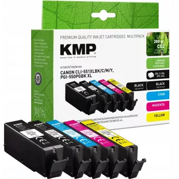 Rašalinių kasečių rinkinys KMP suderinamas su Canon PGI-550/CLI-551 XL – daugkartinis rinkinys