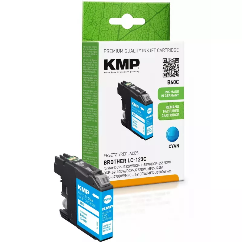 Kasetė KMP Brother LC-123C Cian mėlyna perdirbta