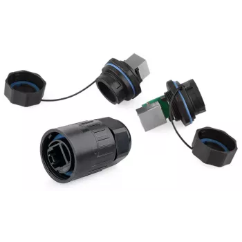 Laido jungtis RJ45 Alcasa IC06-R102 juoda varis plastikas silikagelis