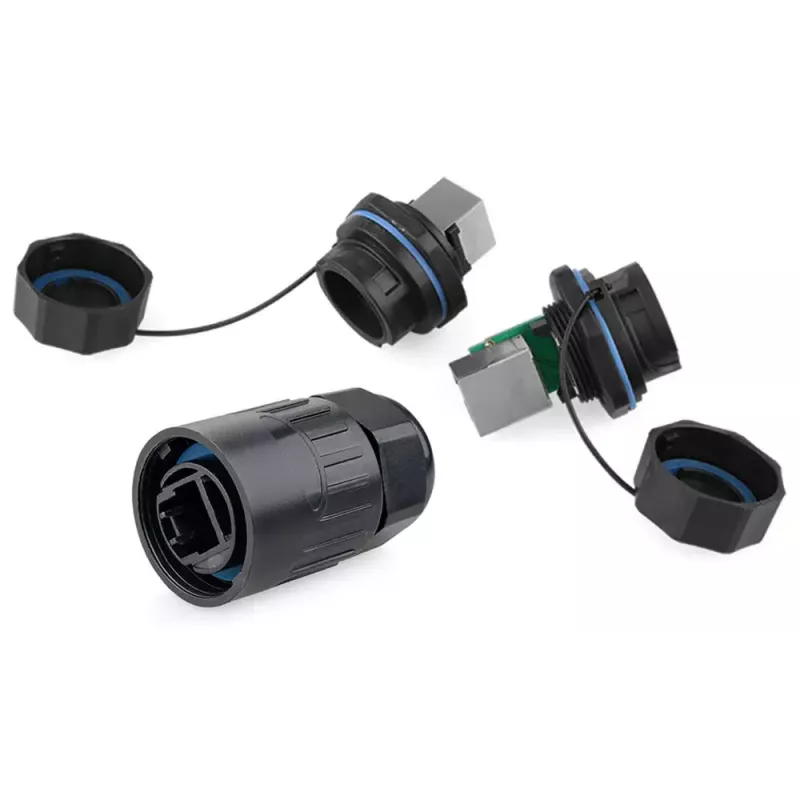 Laido jungtis RJ45 Alcasa IC06-R102 juoda varis plastikas silikagelis