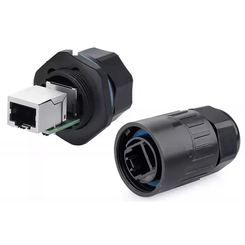 Laido jungtis RJ45 Alcasa IC06-R102 juoda varis plastikas silikagelis