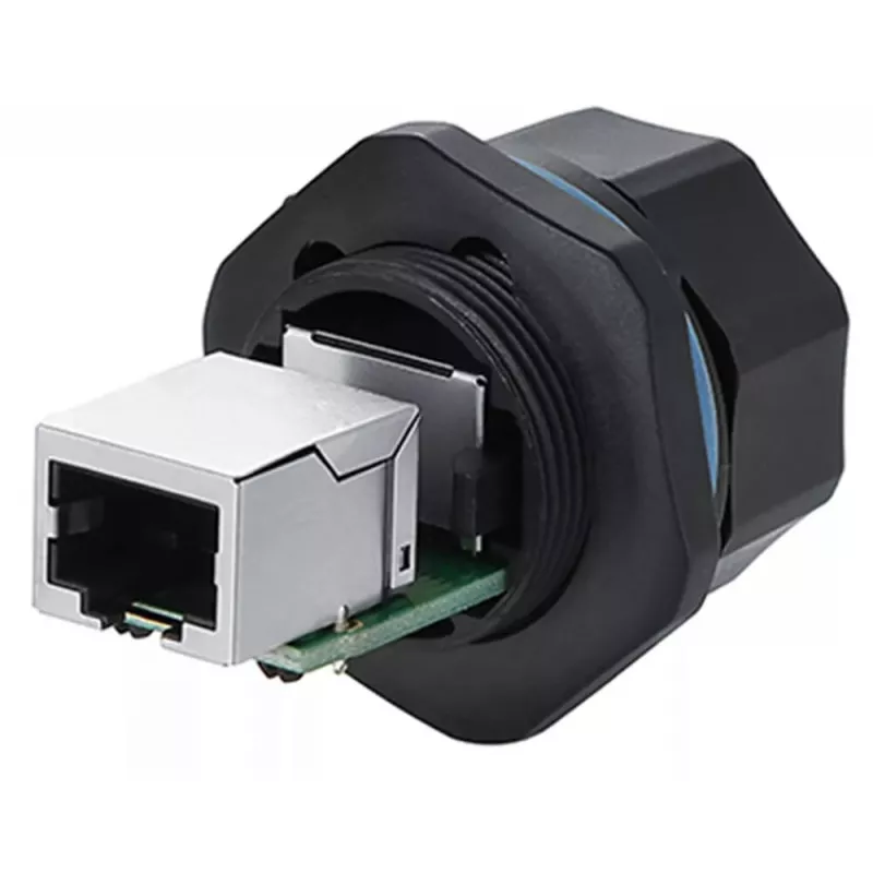 Laido jungtis RJ45 Alcasa IC06-R102 juoda varis plastikas silikagelis