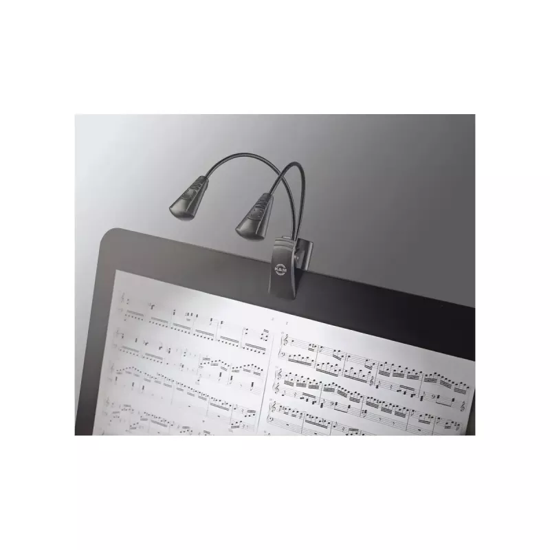 LED muzikos stovo lempa König & Meyer 12243 juoda, maitinama baterijomis