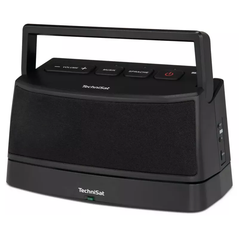 Stereo nešiojamasis garsiakalbis TECHNISAT ISIBOX 1 — 4 W RMS, laidinis ir belaidis, įmontuota baterija, USB-C, juodas
