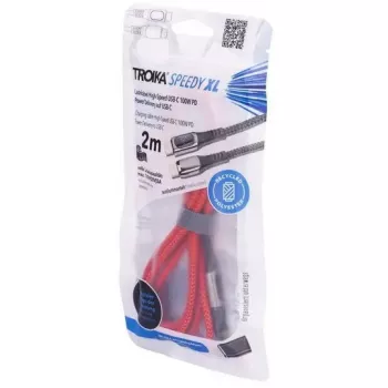 Įkrovimo kabelis TROIKA SPEEDY XL raudonas — patvarus USB įkrovimo kabelis, modelis CBL20/RD