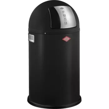 Šiukšliadėžė WESCO Pushboy Jr. 22 L matinė juoda, uždaromas dangtis paspaudus, kompaktiška virtuvės šiukšlių dėžė