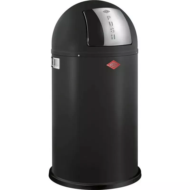 Šiukšliadėžė Wesco Kickmaster Soft Matt Juoda – pedalu valdoma plieninė dėžė 12 l