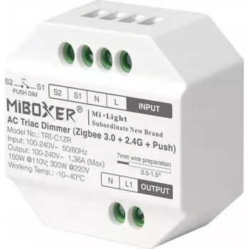 LED apšvietimo valdiklis MiBoxer TRI-C1ZR ZigBee 2.4GHz — išmanusis RGB/RGBW valdymo modulis