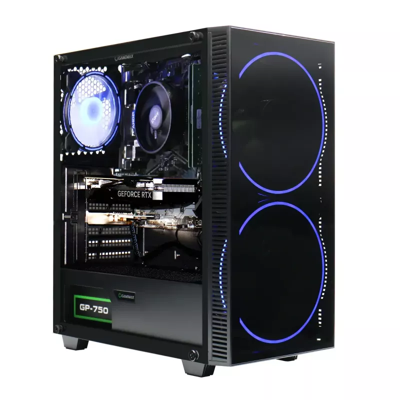 Stalinis kompiuteris Hyrican GAMEMAX Juoda Hole 7811 — Intel Core i5-14400F, 16GB DDR5, 1TB SSD, GeForce RTX 5060 Ti, Windows 11