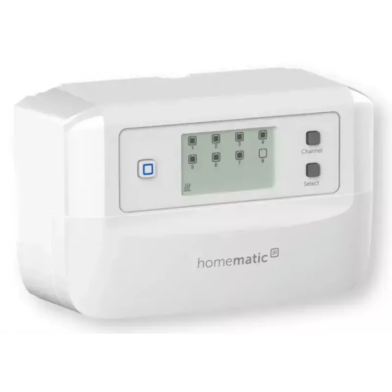 Grindų šildymo valdiklis 8 kanalų motorizuotas, eQ-3 Homematic IP, skaitmeninis termostatas (RF, AC 230 V)