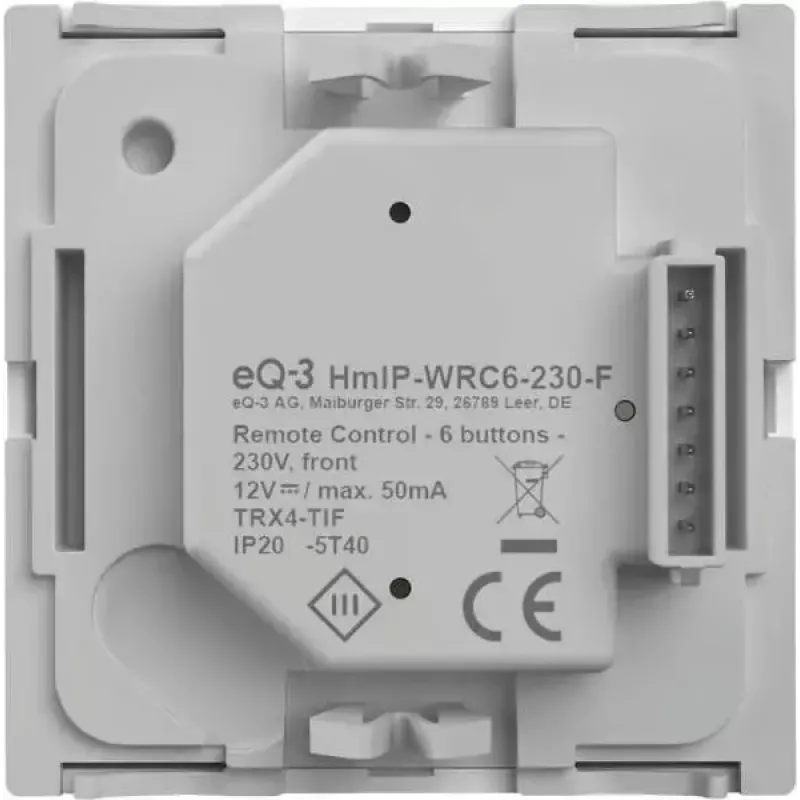 Sieninis jungiklių skydelis eQ-3 Homematic IP Wandtaster 6 mygtukų plastikinis baltas