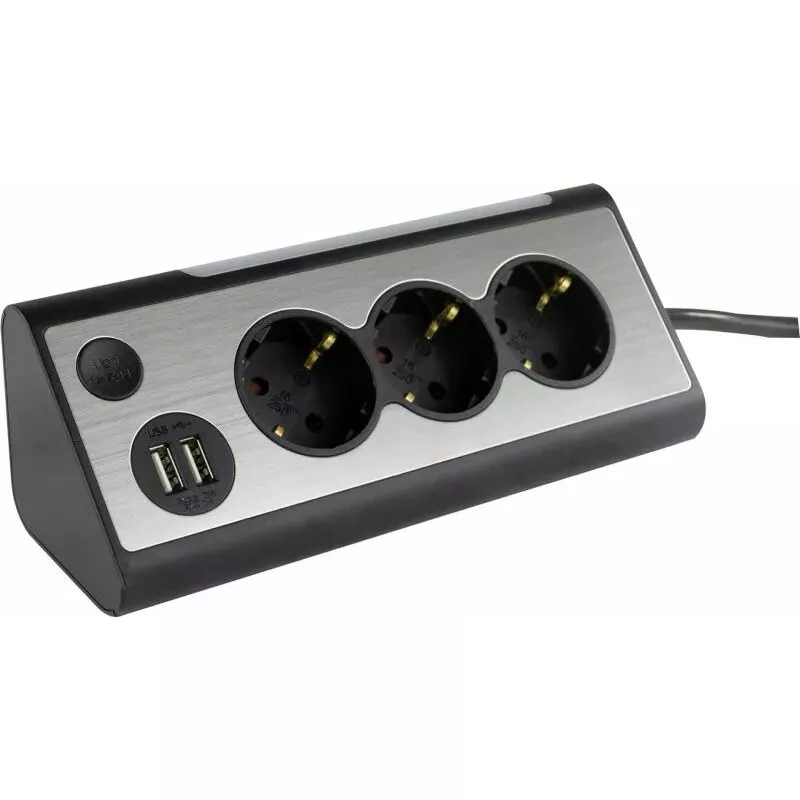 Maitinimo lizdas REV 2400050010, 3 lizdų su 2 USB prievadais