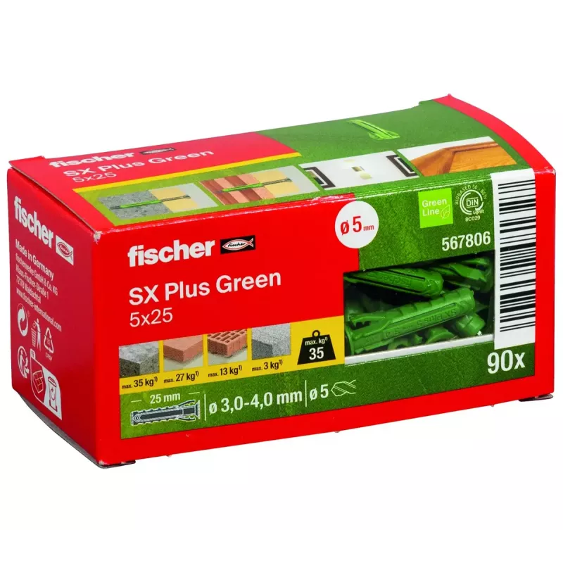 Sraigtinis inkaras Fischer SX Plus Green 25 mm 90 vnt.