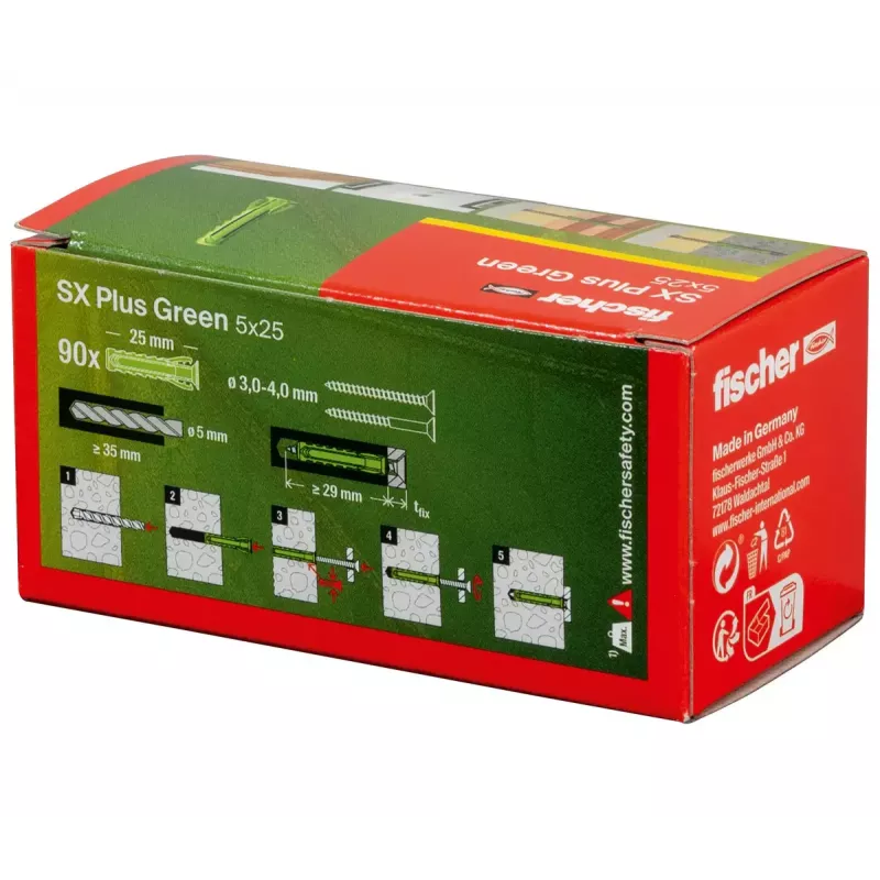 Sraigtinis inkaras Fischer SX Plus Green 25 mm 90 vnt.