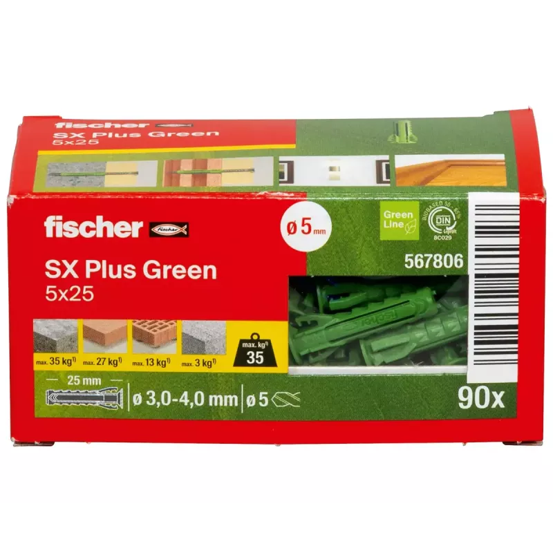 Sraigtinis inkaras Fischer SX Plus Green 25 mm 90 vnt.