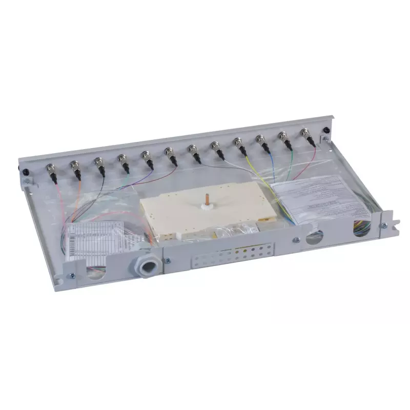Pataisų skydelis 1U EFB Elektronik B71006.12OM4 — ST šviesolaidinės jungtys, metalinis, 483×44,5×244 mm