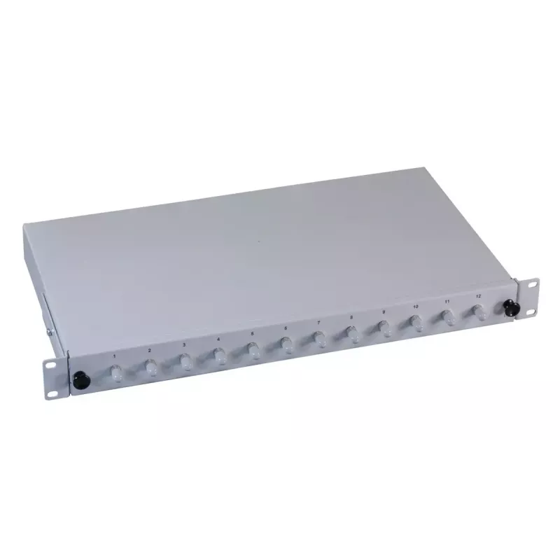 Pataisų skydelis 1U EFB Elektronik B71006.12OM4 — ST šviesolaidinės jungtys, metalinis, 483×44,5×244 mm