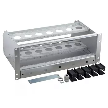 Subrack EFB Elektronik 53711.1 — aliuminio/termoplastiko korpusas, 483×295×178 mm, pilkas