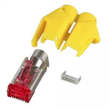 RJ-45 kištukinė laido jungtis Hirose H7641.5-100, geltona/raudona, 100 vnt.