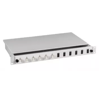 Patch panel EFB Elektronik BA71901.12OM4 — 12 prievadų LC, OM4, pilkas, 483×44,5×244 mm