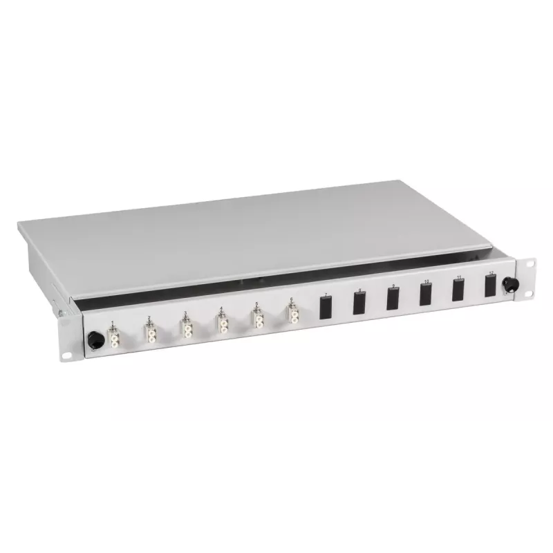 Patch panel EFB Elektronik BA71921.12 — šviesolaidinis LC, 0U, pilkas, 483×44,5×244 mm