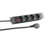 Maitinimo ilgintuvas EFB Elektronik EK631DE.11 — 2 m kabelis, 4 kintamosios srovės lizdai, C tipo kištukas, 16 A, vidaus patalpoms, juodas