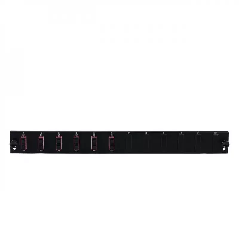 Pataisymo skydelio priedas EFB Elektronik SB-FP-6SC-D-V-OM4 — montavimas stelaže 1U, 432×13×43,5 mm, pilkas