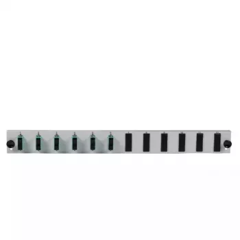 Patch panel accessory EFB Elektronik SB-FP-6SC-D-V-OS2 — 1U rack, 432×13×43,5 mm, pilka